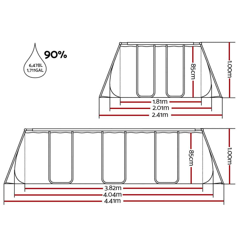 Swimming Pool 404X201X100Cm Steel Frame Above Ground Pools Filter Pump Ladder 6478L