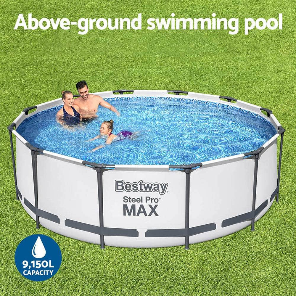 Swimming Pool Steel Frame Round Above Ground Pools w/ Filter Pump 9150L