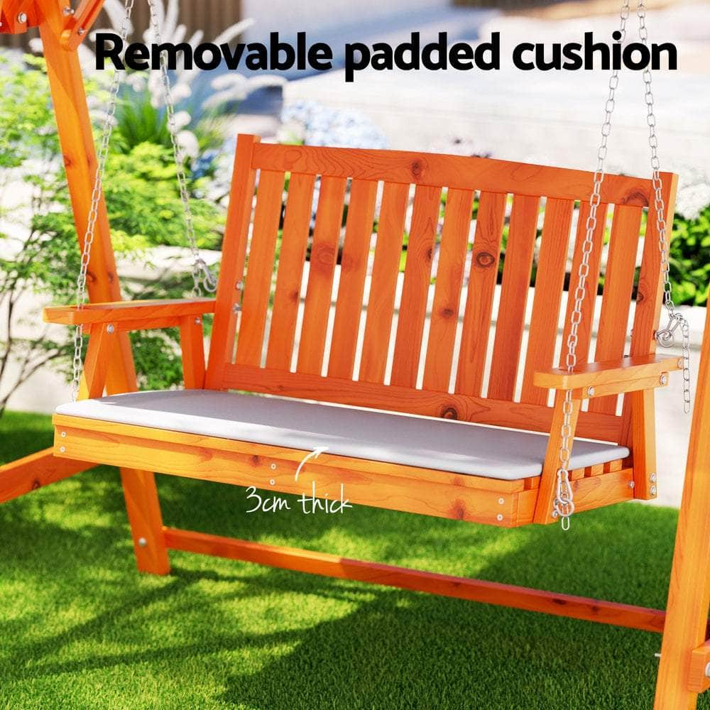 Swing Chair Wooden Garden Bench Canopy 2 Seater Outdoor Furniture