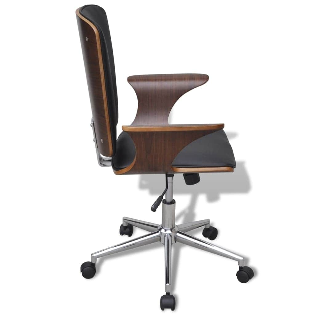 Swivel Office Chair Bentwood with Artificial Leather Upholstery