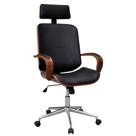 Swivel Office Chair with Headrest Bentwood Artificial Leather