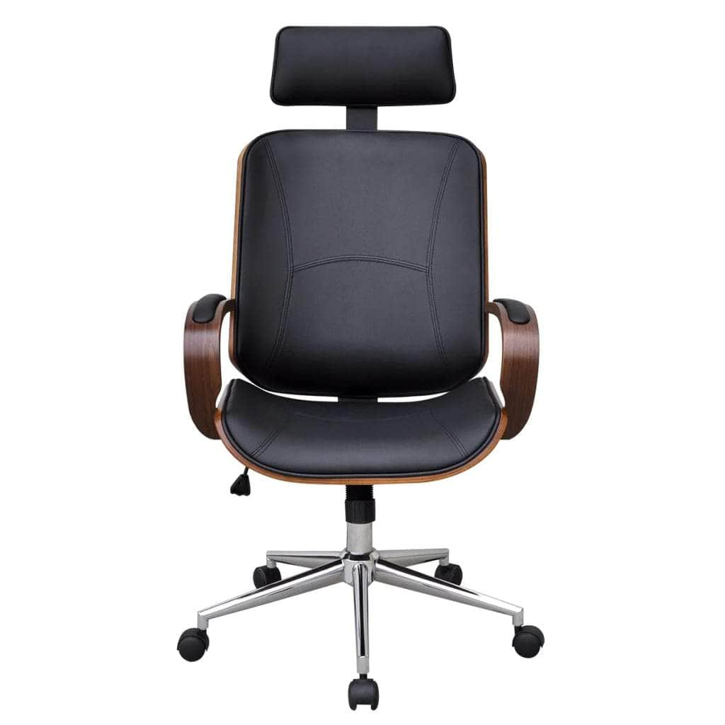 Swivel Office Chair with Headrest Bentwood Artificial Leather