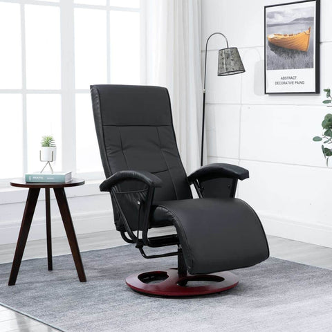 Swivel TV Armchair Black Leather