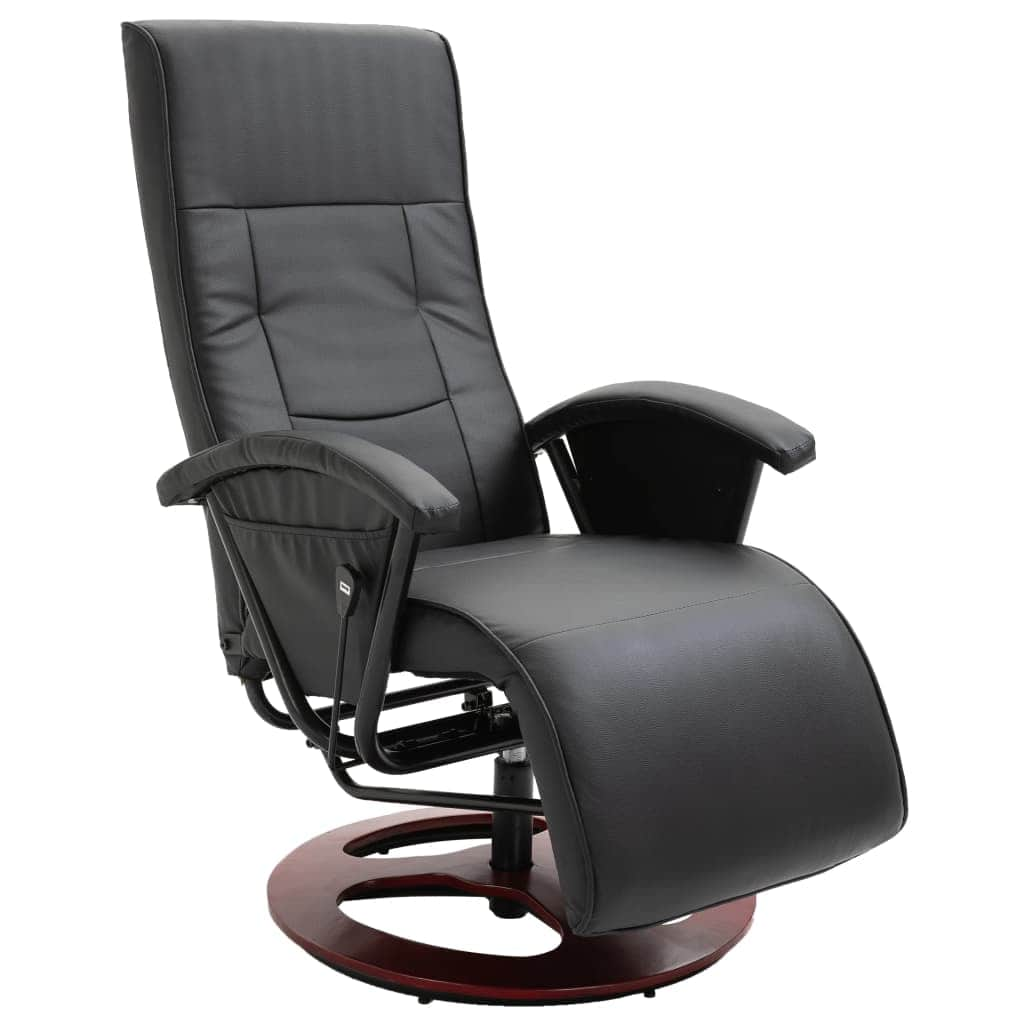 Swivel TV Armchair Black Leather