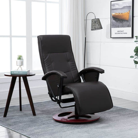 Swivel TV Armchair Brown Leather