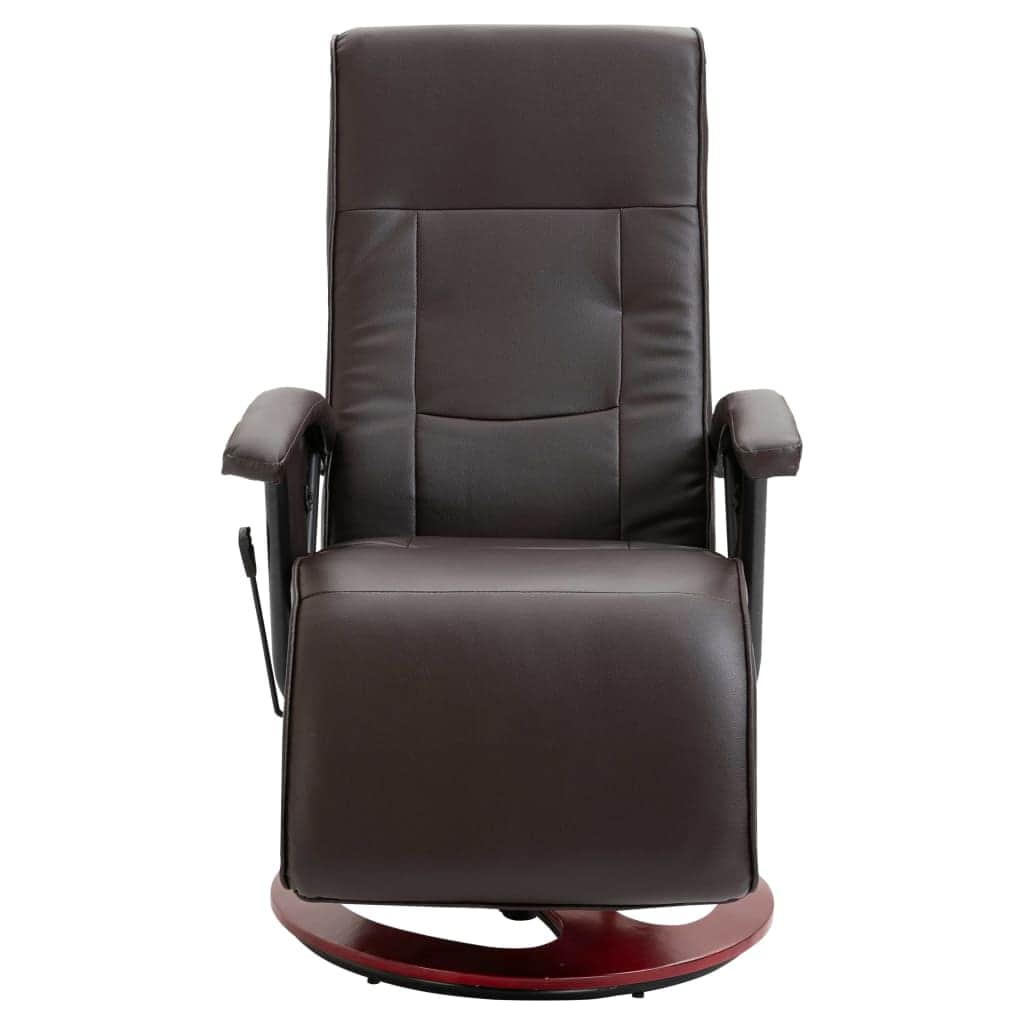 Swivel TV Armchair Brown Leather