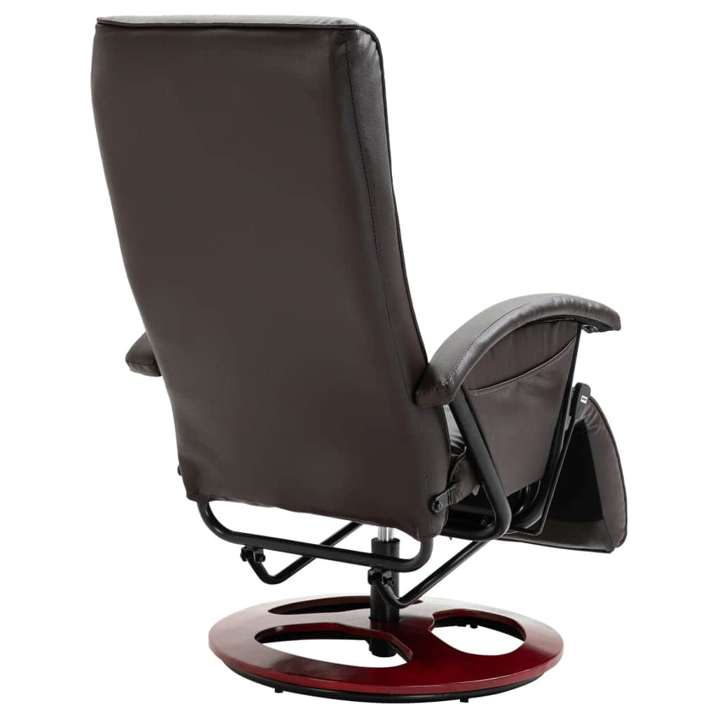 Swivel TV Armchair Brown Leather