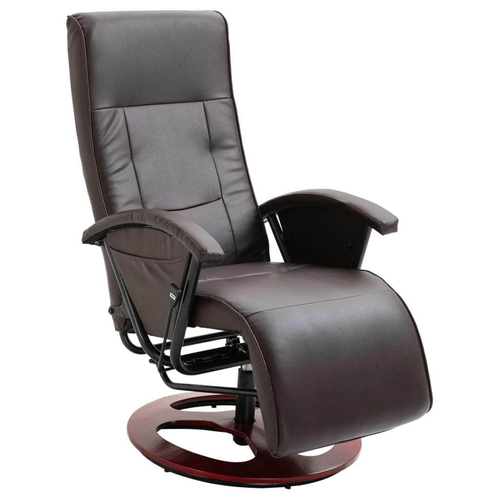 Swivel TV Armchair Brown Leather