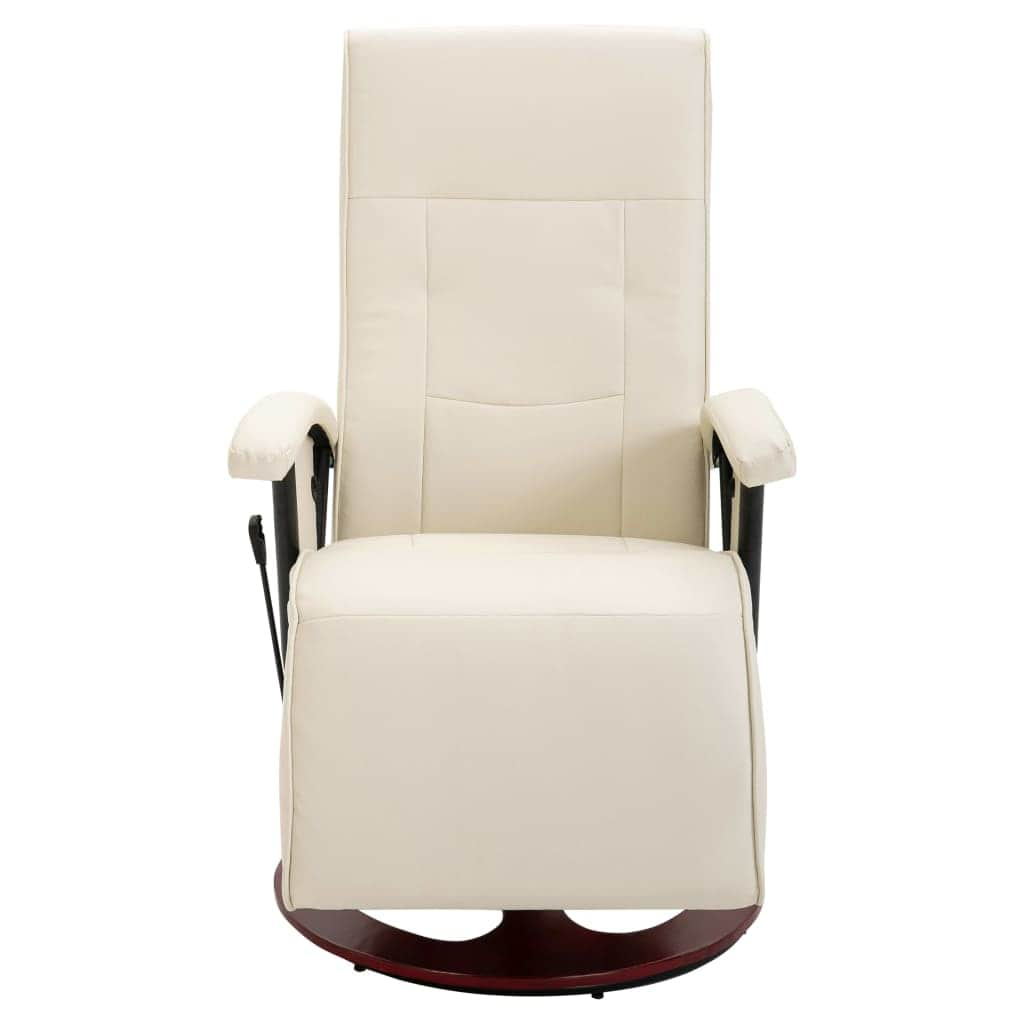 Swivel TV Armchair Cream Leather