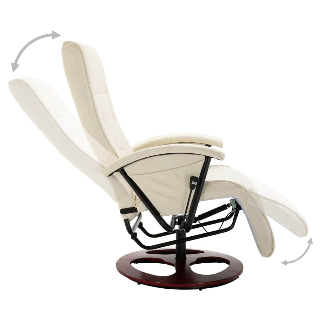 Swivel TV Armchair Cream Leather