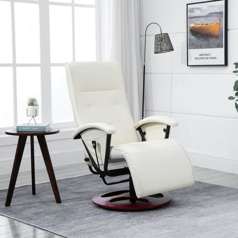 Swivel TV Armchair Cream Leather