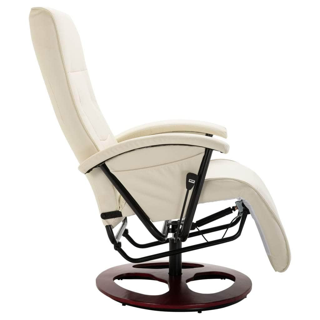 Swivel TV Armchair Cream Leather