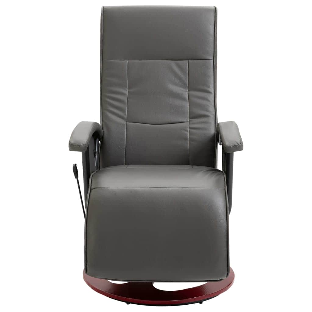 Swivel TV Armchair Grey Leather