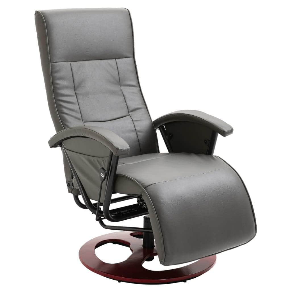 Swivel TV Armchair Grey Leather