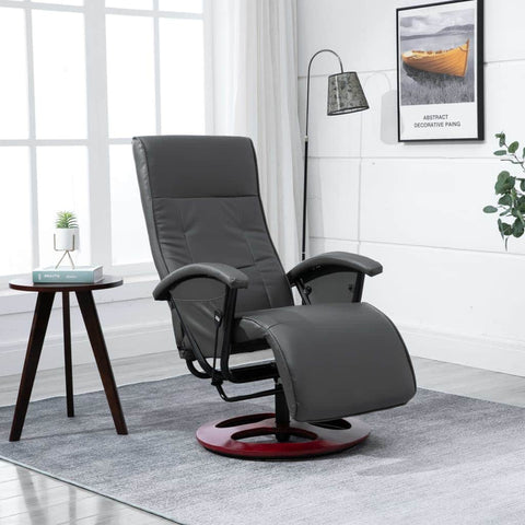 Swivel TV Armchair Grey Leather