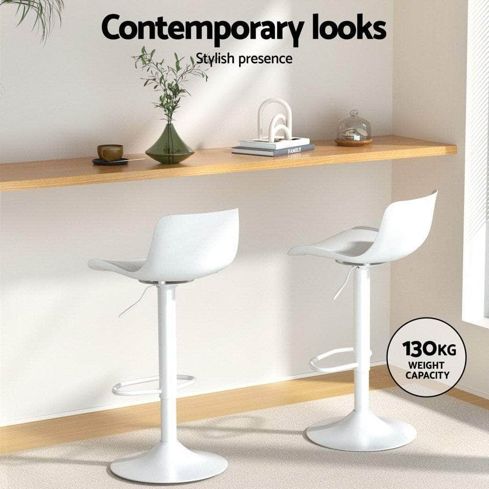 Swivel White Bar Stools - Gas Lift Modern Design