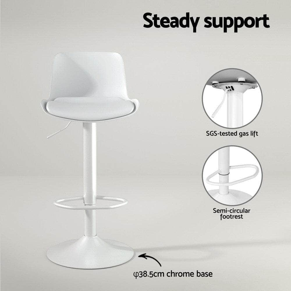 Swivel White Bar Stools - Gas Lift Modern Design