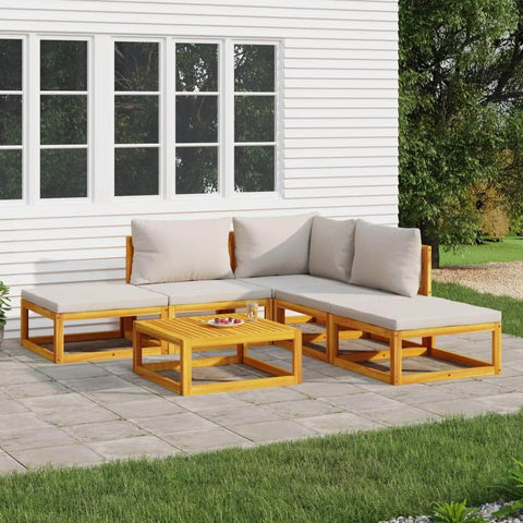 Sylvan Light Grey Suite: 6-Piece Solid Wood Garden Lounge Set