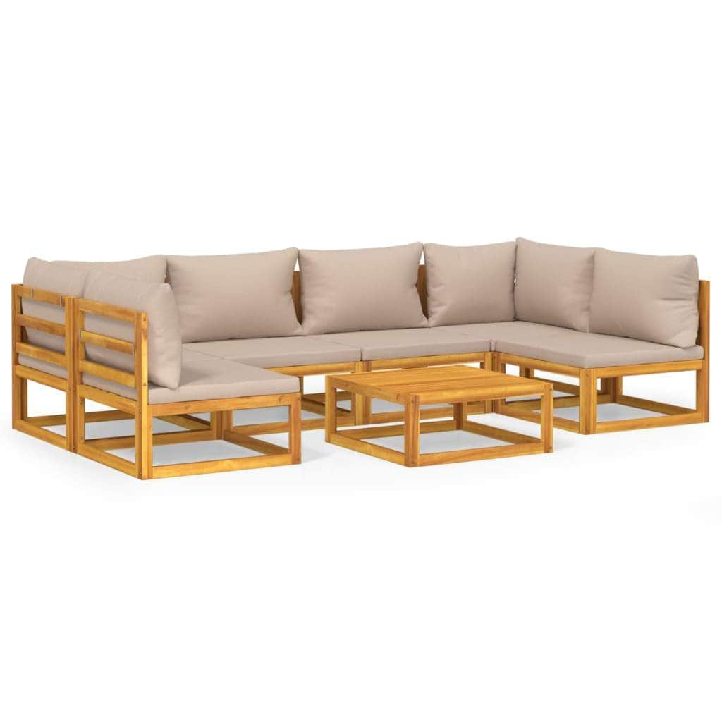 Sylvan Taupe: 7-Piece Solid Wood Garden Lounge Set