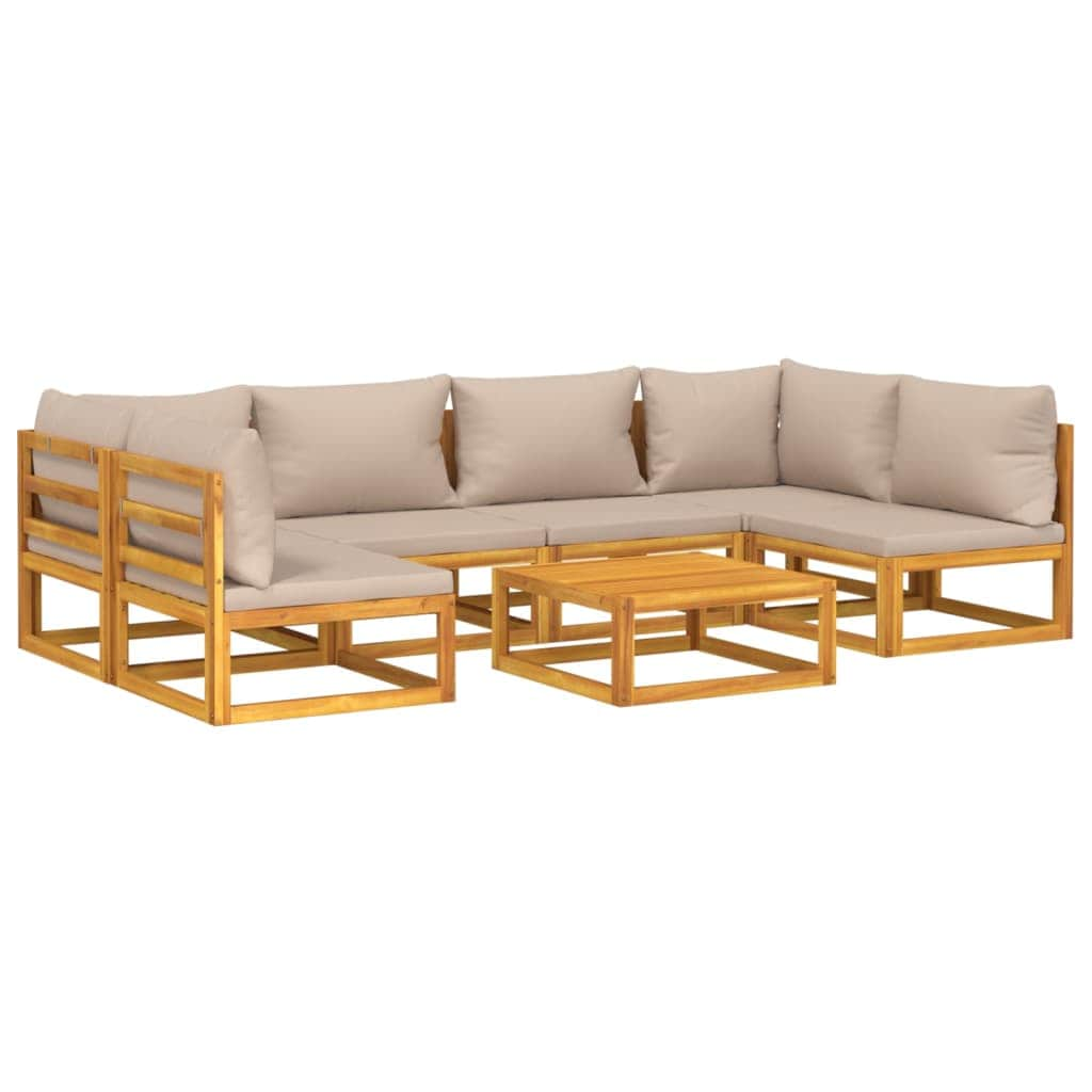 Sylvan Taupe: 7-Piece Solid Wood Garden Lounge Set