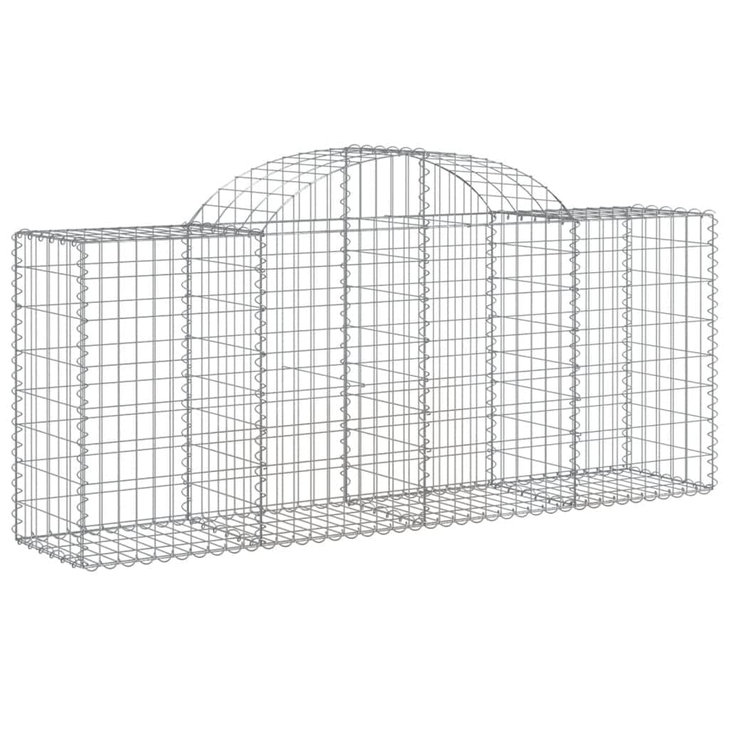 Symphony of Style: Set of 4 Arched Gabion Baskets in Galvanized Iron