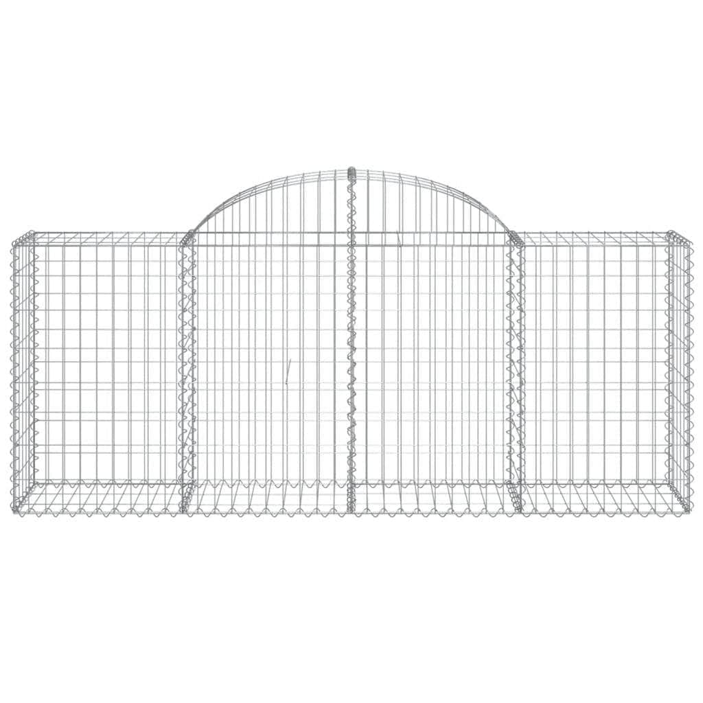 Symphony of Style: Set of 4 Arched Gabion Baskets in Galvanized Iron