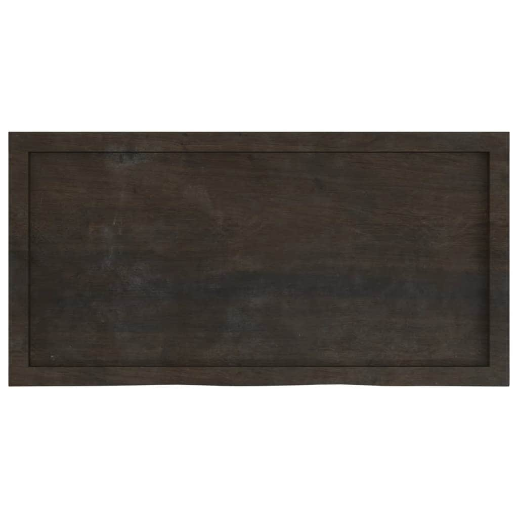 Table Top Dark Grey Treated Solid Wood Oak