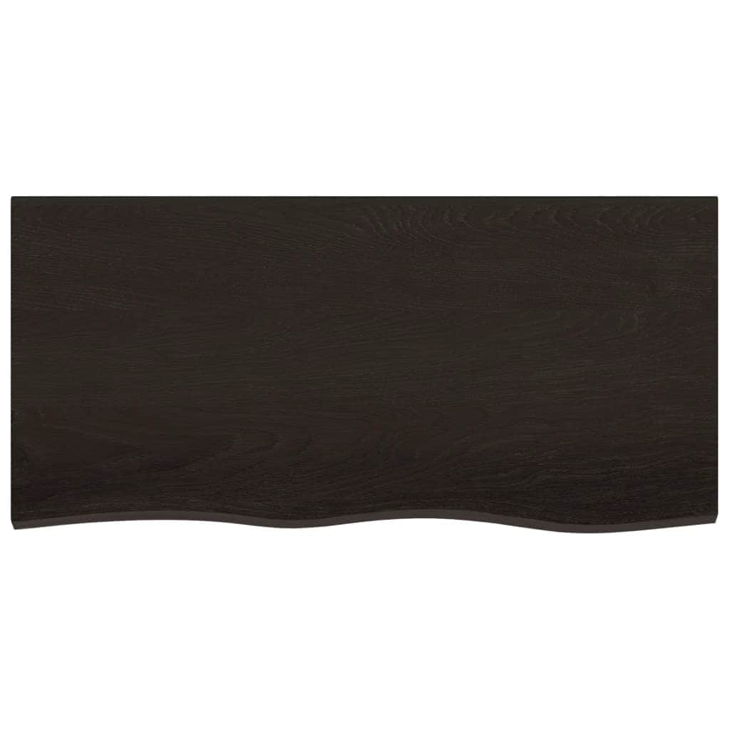 Table Top Dark Grey Treated Solid Wood Oak