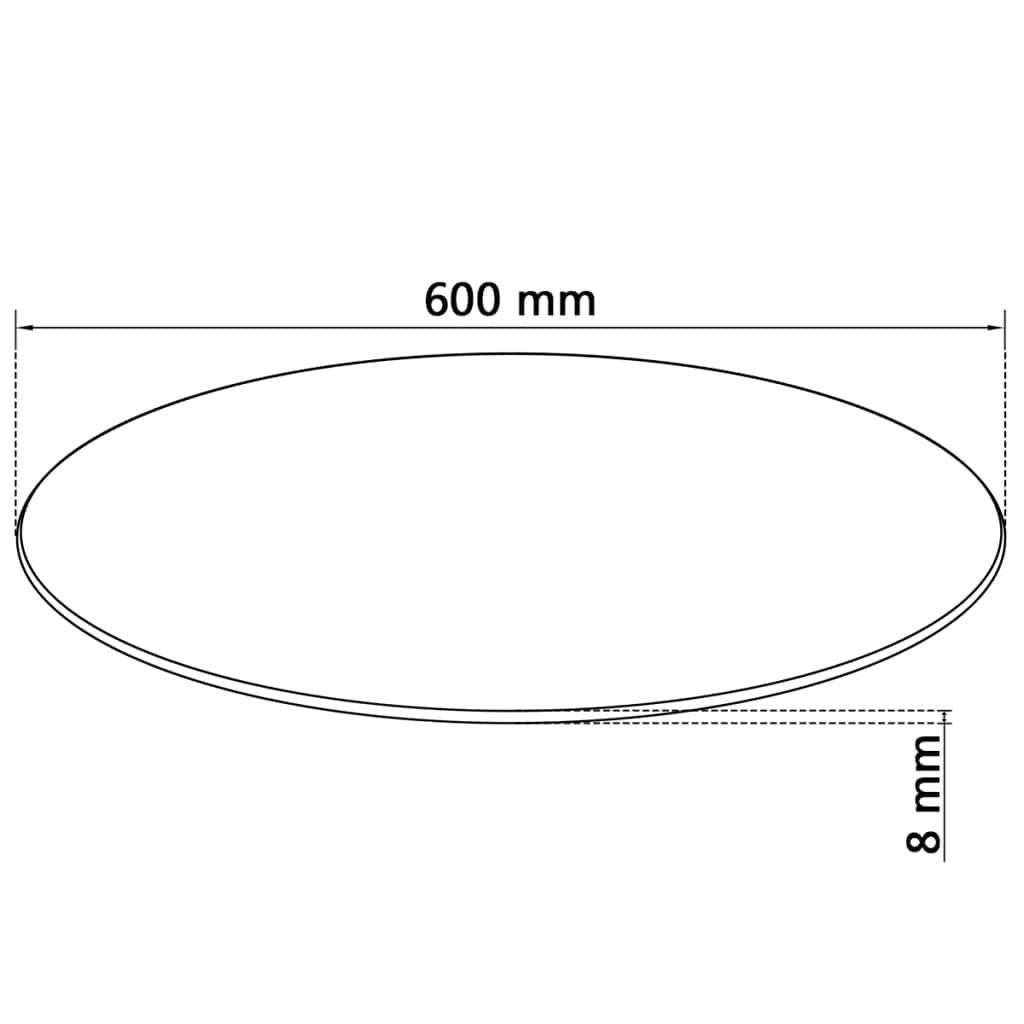 Table Top Tempered Glass Round 600 mm