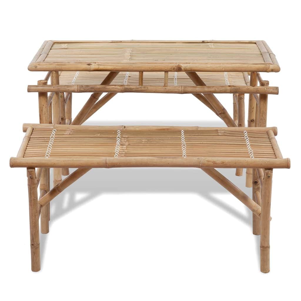 Table with 2 Benches 100 cm Bamboo