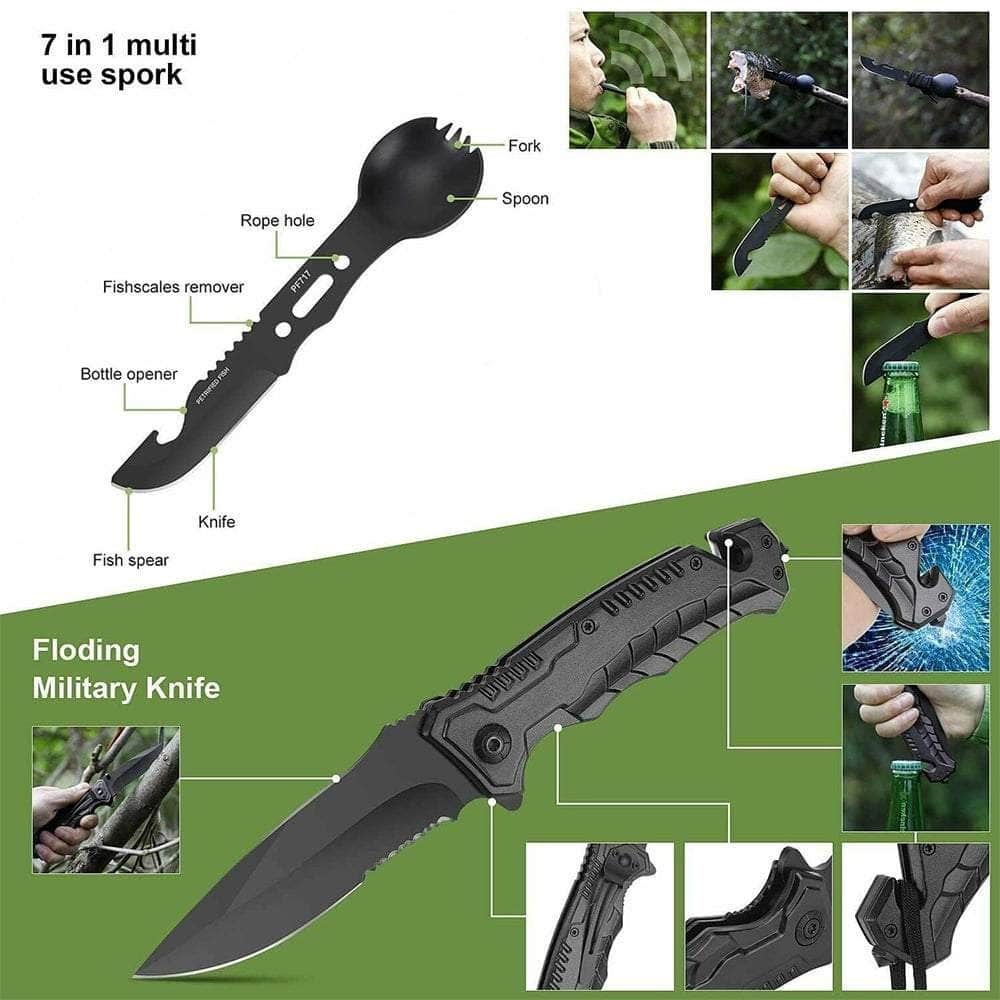 Tactical Emergency Survival Kit Outdoor Sports Hiking Camping SOS Tool Equipment