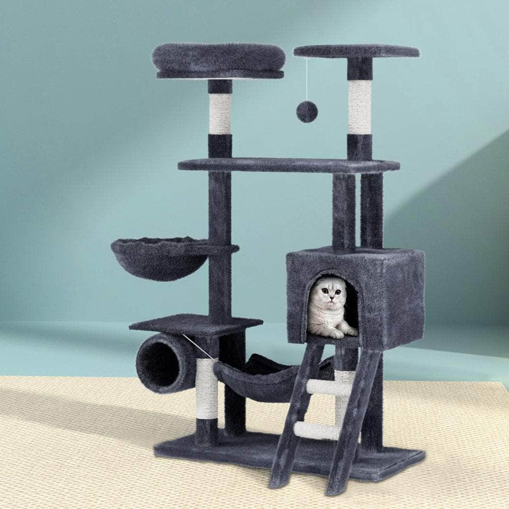 Tall 144cm Wooden Cat Tree with Scratching Post