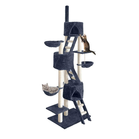 Tall 244cm Cat Tree with Scratching Post - Grey