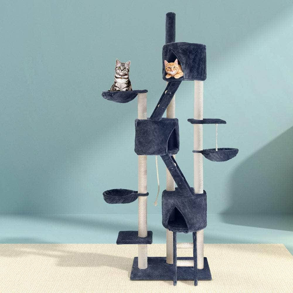 Tall 244cm Cat Tree with Scratching Post - Grey