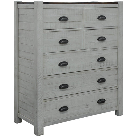 Tallboy 7 Chest Of Drawers Solid Acacia Timber Wood Cabinet Brown White