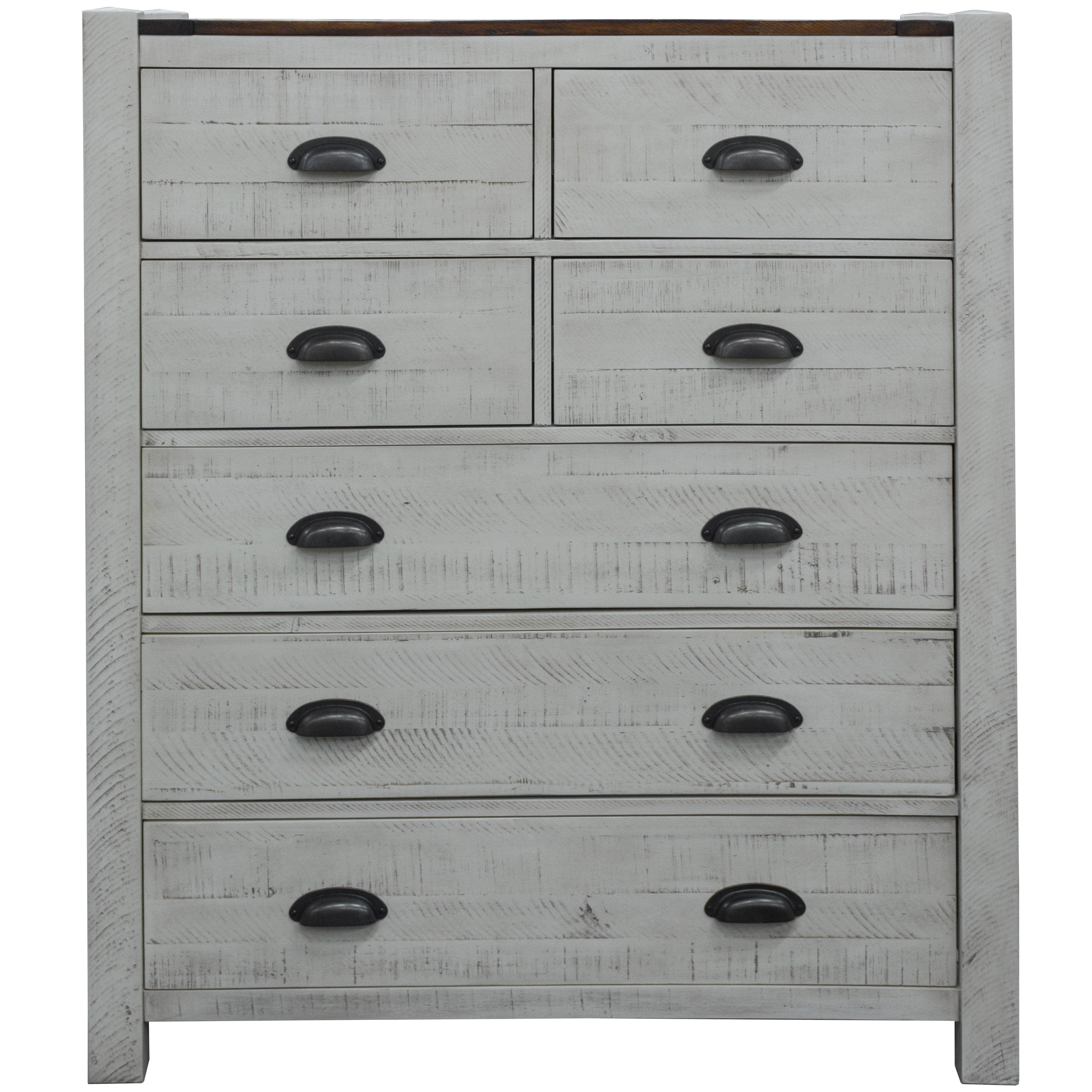 Tallboy 7 Chest Of Drawers Solid Acacia Timber Wood Cabinet Brown White