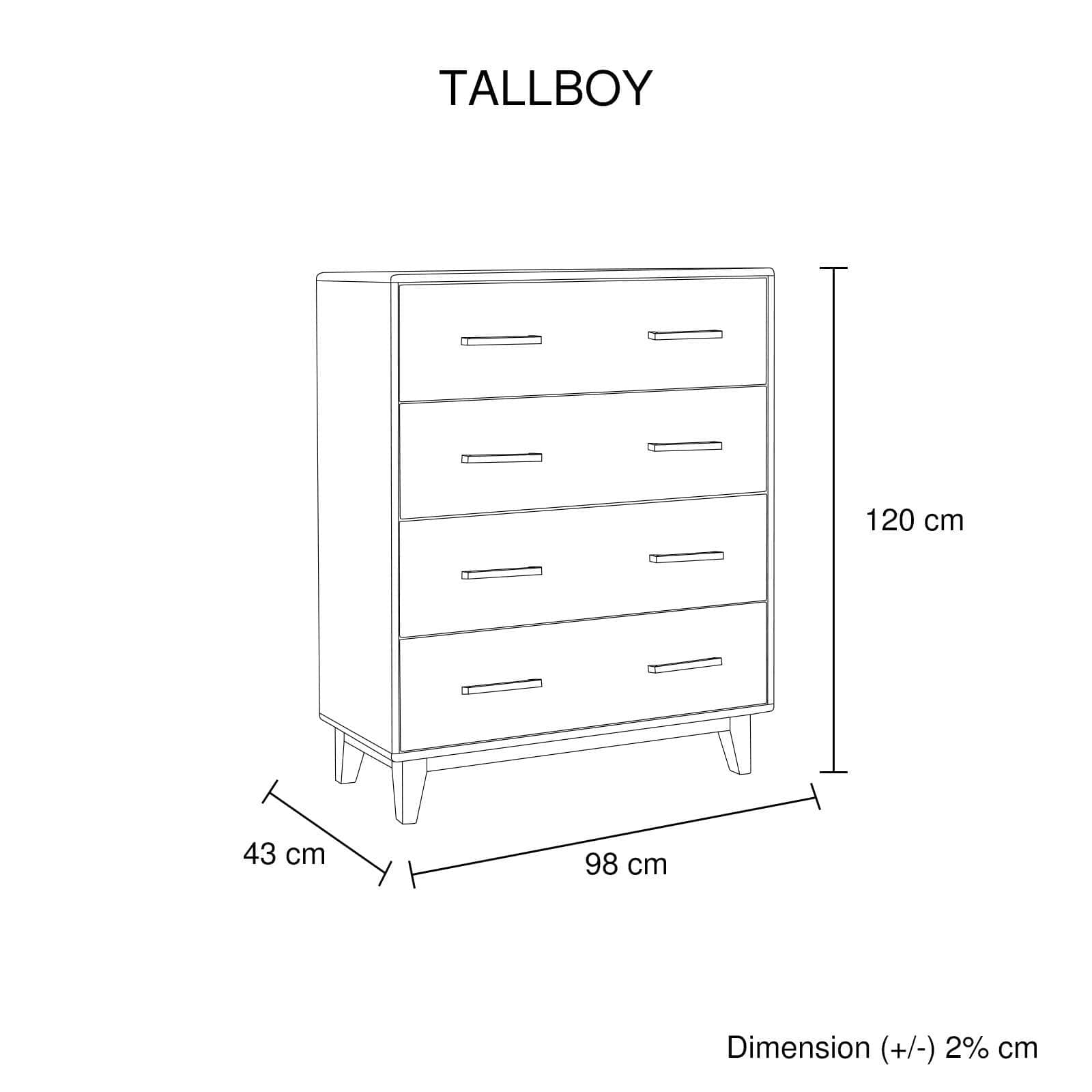 Tallboy With 4 Storage Drawers In Light Brown