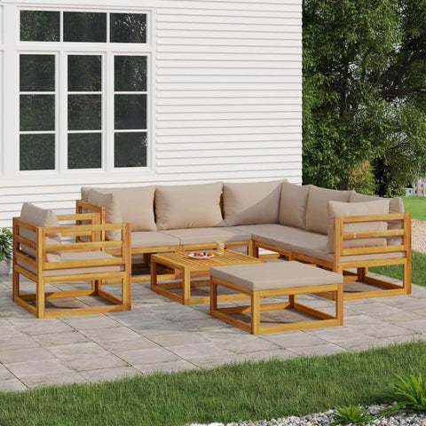 Taupe Oasis Octet: 8-Piece Solid Wood Garden Lounge Set