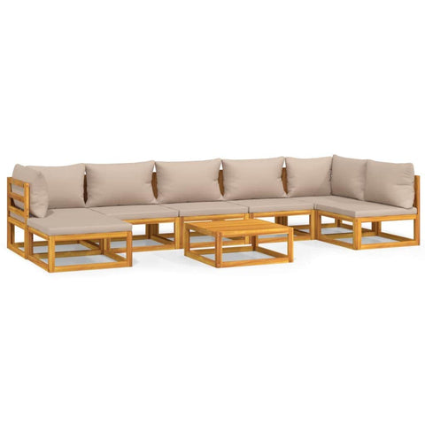 Taupe Tranquility Octavo: 8-Piece Solid Wood Garden Lounge Set