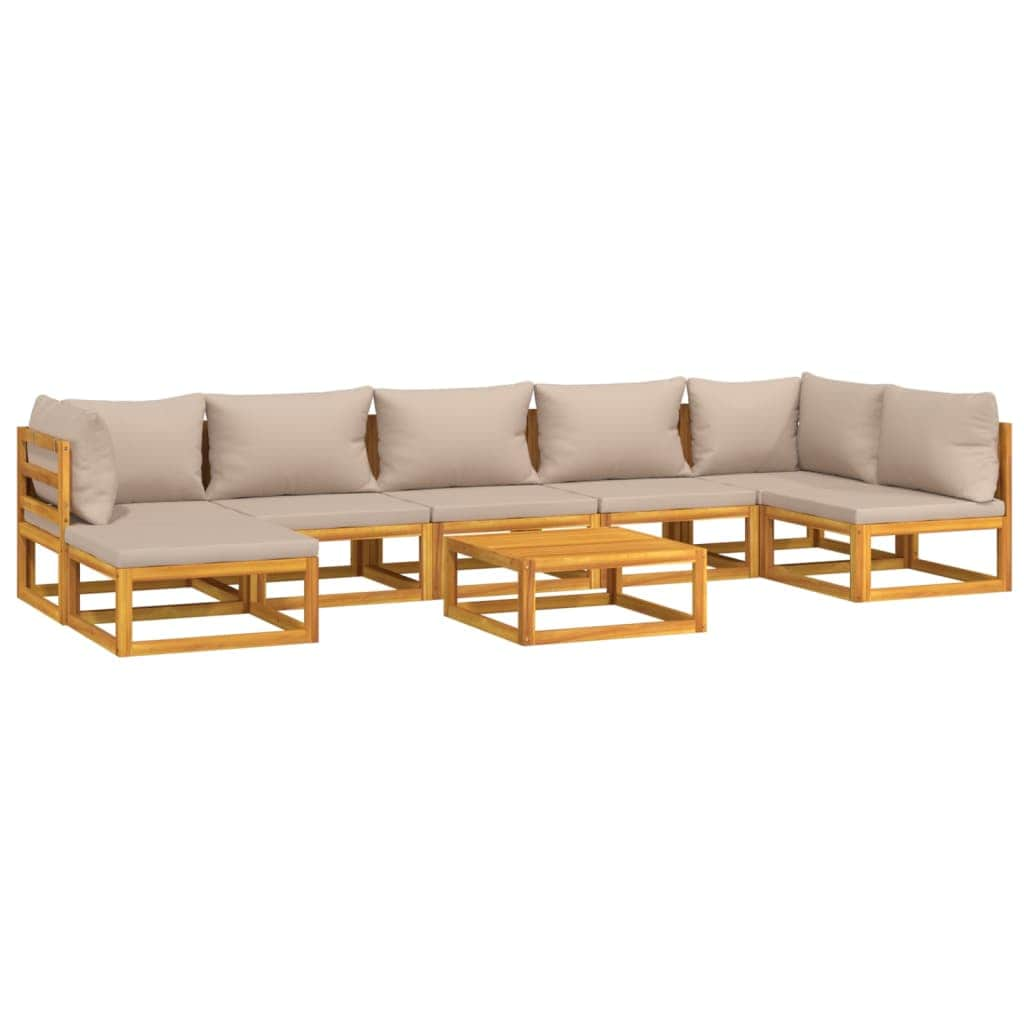 Taupe Tranquility Octavo: 8-Piece Solid Wood Garden Lounge Set