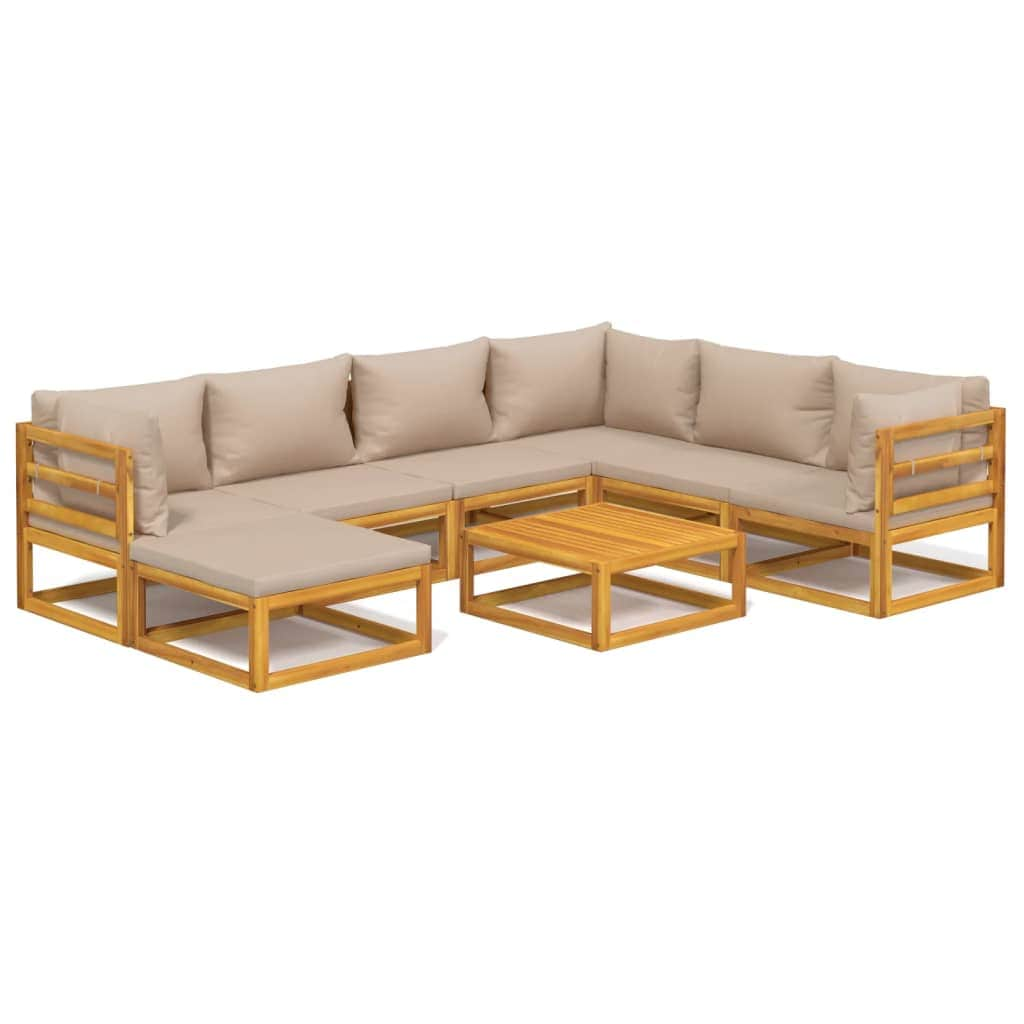 Taupe Wood Lounge: 8-Piece Garden Set