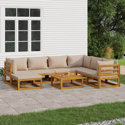 Taupe Wood Lounge: 8-Piece Garden Set