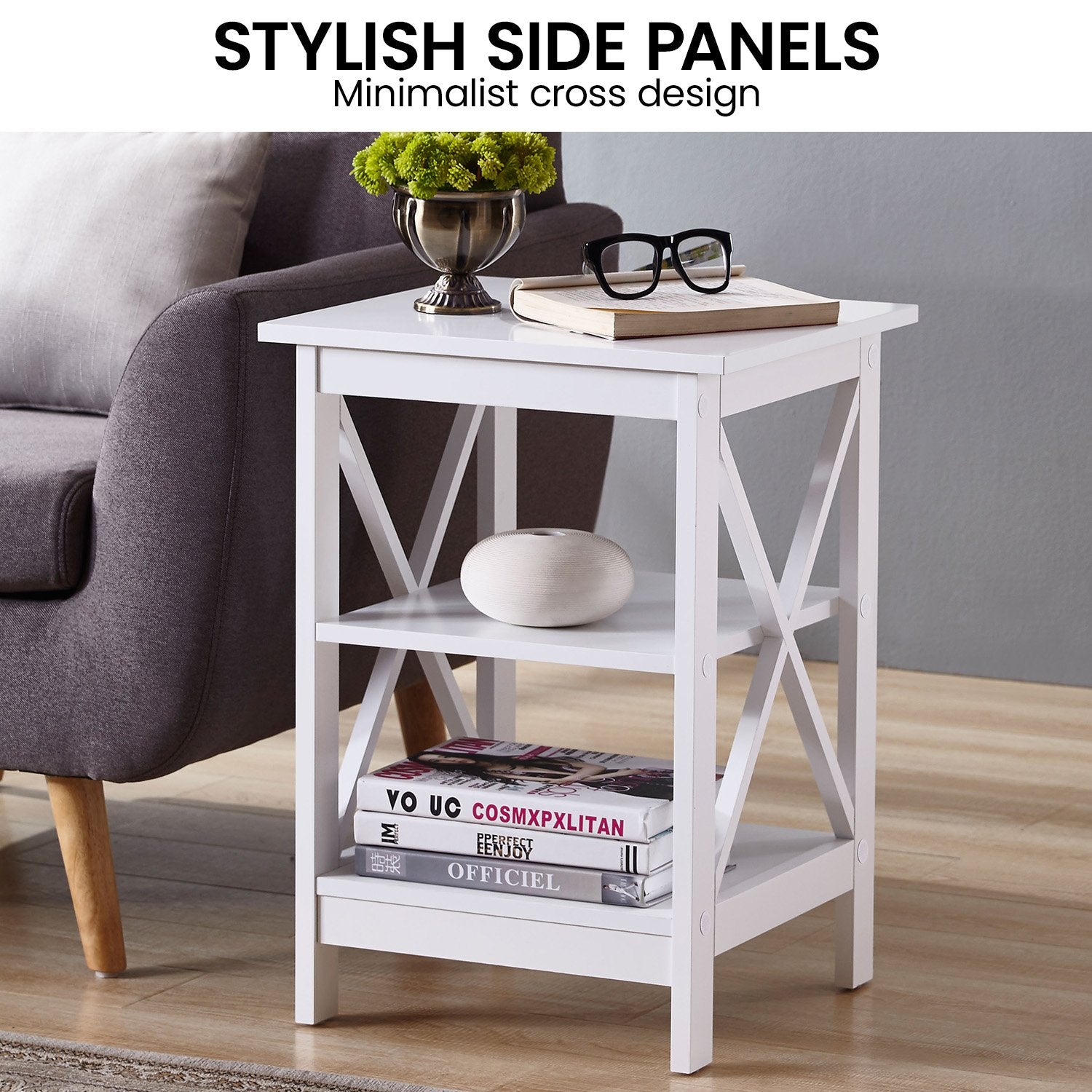 Orson 2-Tier Bedside Table - White