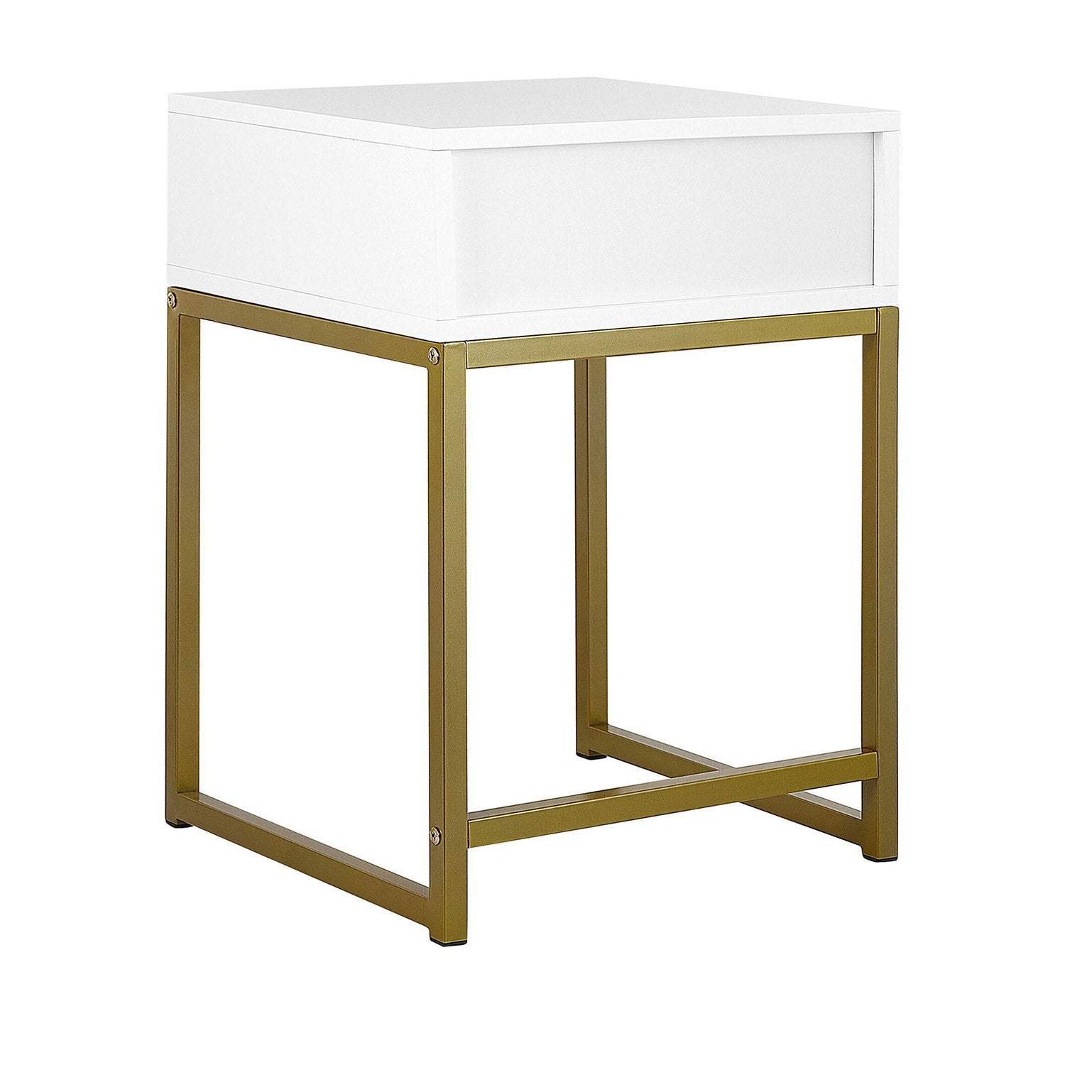 Emilia Bedside Table Night Stand - White/Gold