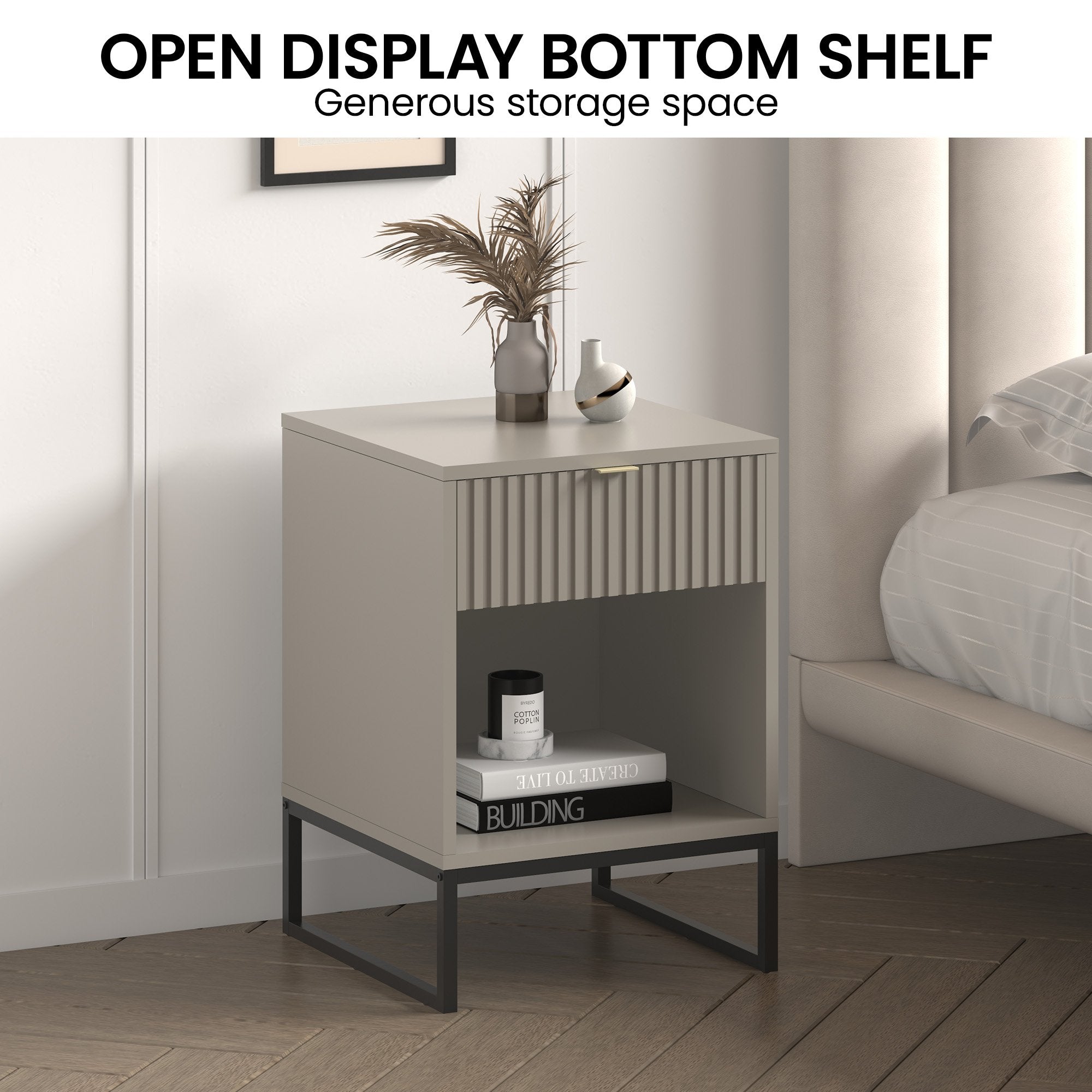 Grey Bedside Table with Elegant Modern Design