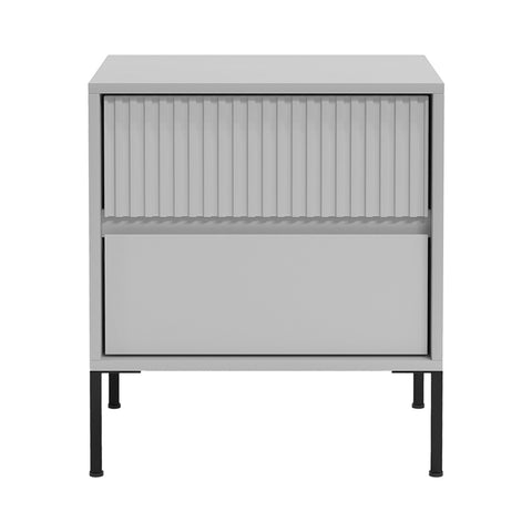 Modern Grey Fluted Drawer Bedside Table with Sleek Storage Design