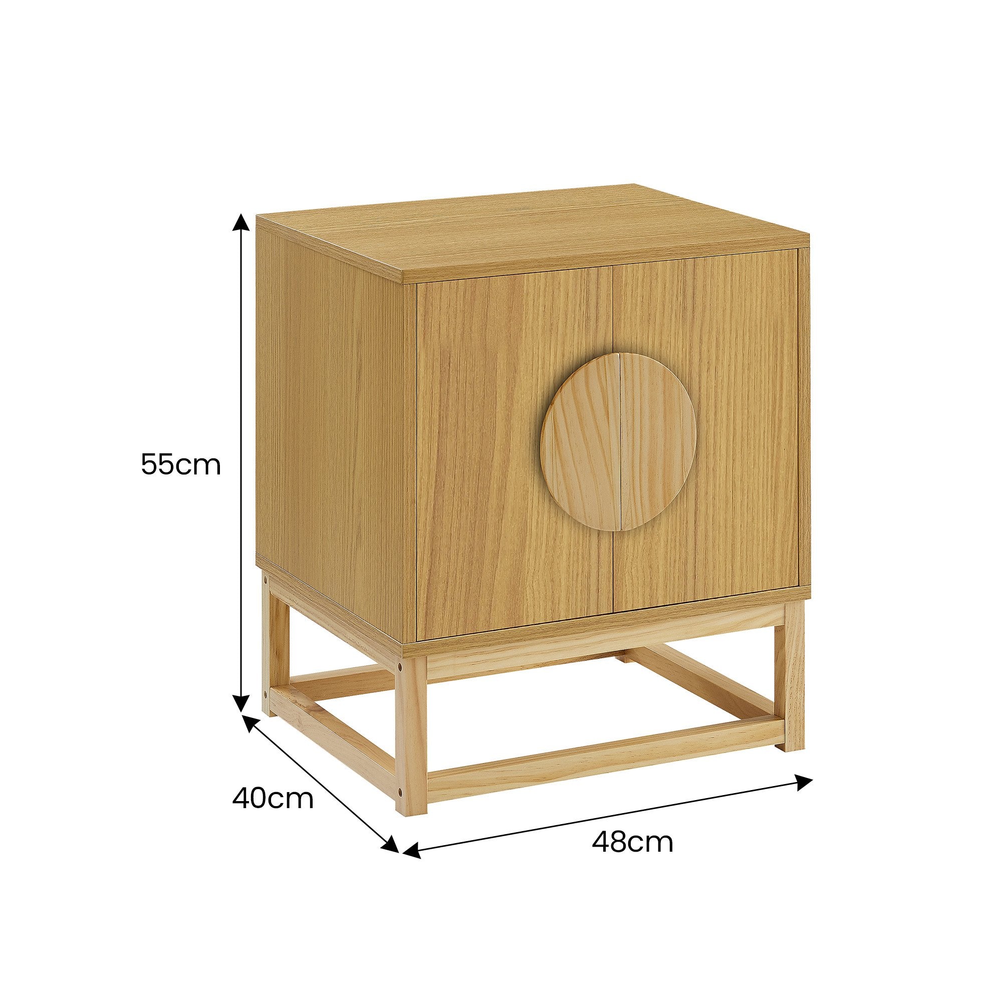 Luca Bedside Table Split Door Night Stand - Natural