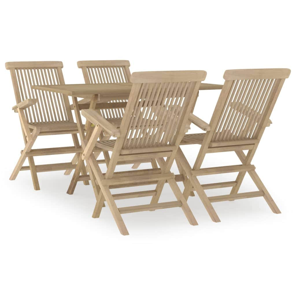 Teak Magic: 5-Piece Grey Solid Wood Garden Dining Set