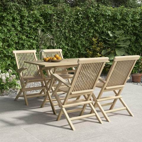 Teak Magic: 5-Piece Grey Solid Wood Garden Dining Set