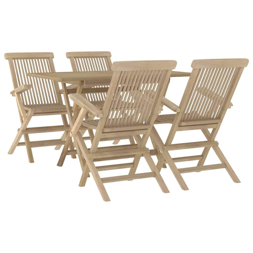 Teak Magic: 5-Piece Grey Solid Wood Garden Dining Set